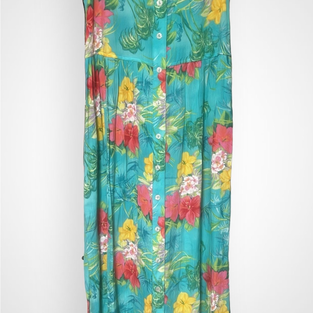 Classy Chic Boutique Floral Maxi Dress - Teal, Red, Yellow